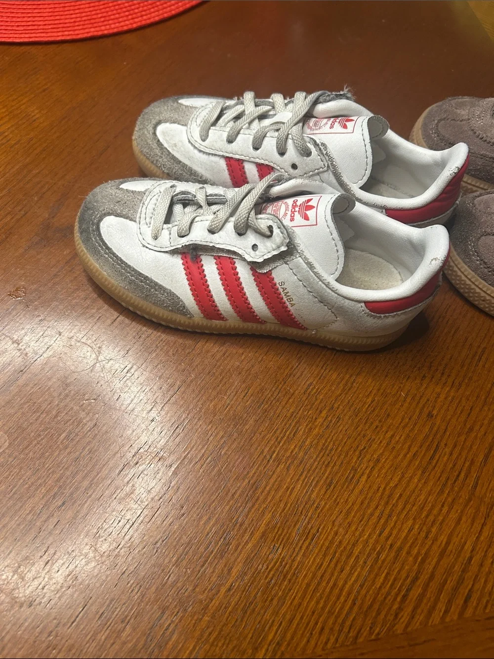 adidas Kids Two-Pair Sneakers in Brown/Pink and White/Red